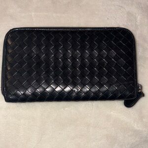 Bottega Veneta Black Woven Leather Wallet